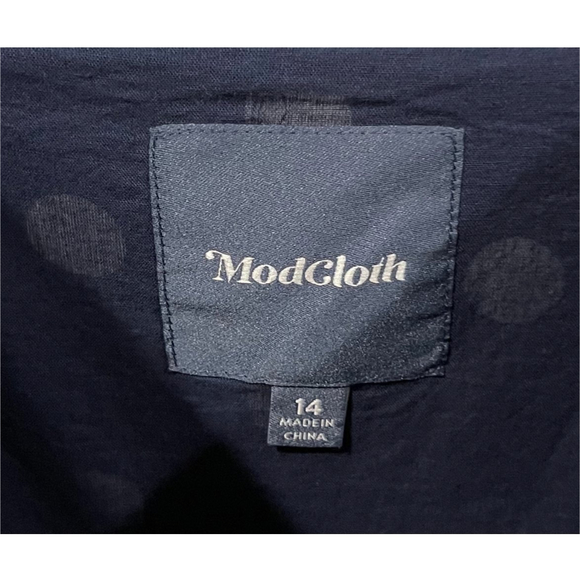 MODCLOTH Fit And Flare Polka Dot Striped Midi Dress - Picture 5 of 7